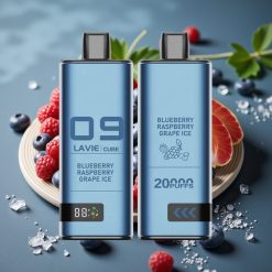 Lavie Cube 20000 Puffs Disposable Vape Blauwe Bes Framboos Druif IJs – 28ML, 2%/5% Nicotine, Type-C